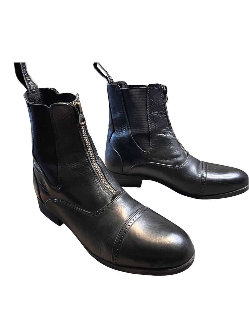 Mountain Horse Blk Leather Front Zip Paddock Riding Boots US 9 EUR 40 Equestrian - Picture 3 of 8